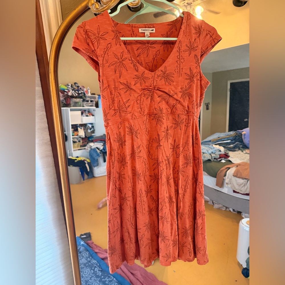 Toad&Co Terracotta Floral Midi Dress